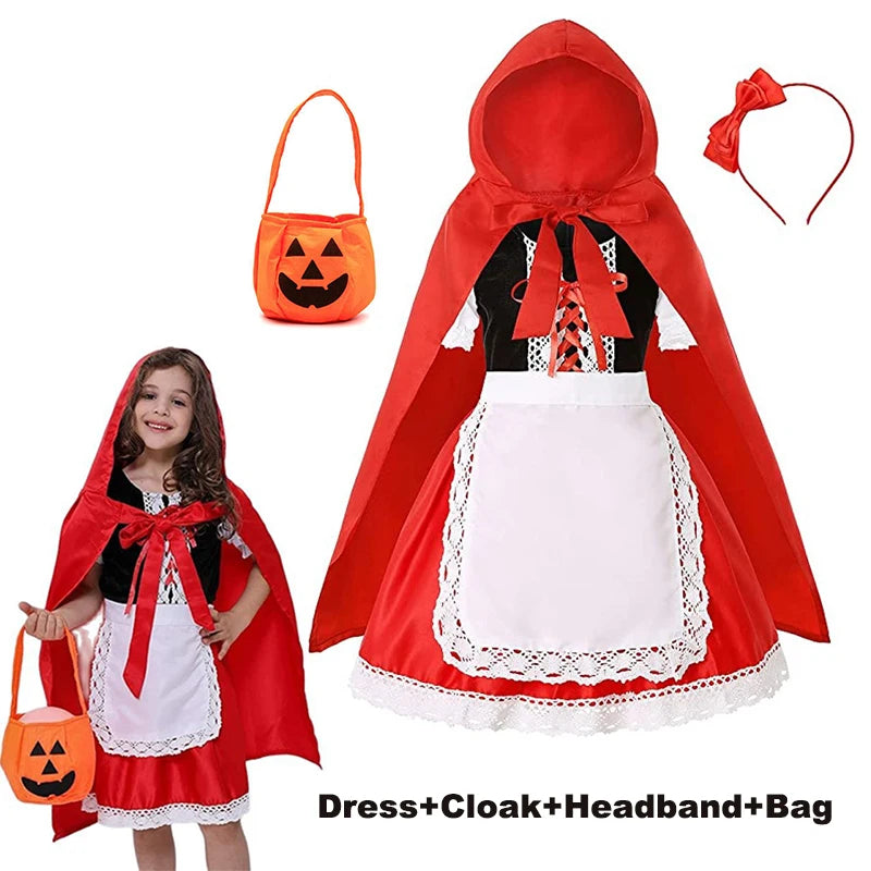 Halloween Costume for Girls Dress Scarlet Witch Vampire Devil Ghost Carnival Party Dress Up Hoodwinked Suit Kids Cosplay Clothes Good Vibrations