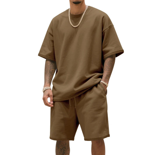 Men's Two-Piece Clothing Set, Loose Round-Neck T-Shirt and Shorts Set, Casual Sportswear, Perfect for Summer Good Vibrations