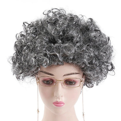 Kids Old Lady Wigs Short Gray Wigs Natural Lookings Halloween Cosplays Party Wigs Granny Costume Grandma Wigs for Girls Good Vibrations