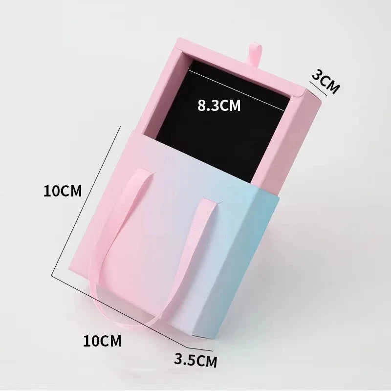 Paper Pull-Out Drawer Jewelry Box Handheld Jewelry Packaging Box Wearing Armor Ring Earring Necklace Storage Gift Box Good Vibrations