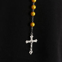 Fashion Vintage Cross Necklace Rosary Beads Chain Jesus Crucifix Virgin Mary Pendant Chain Jewelry Necklace Good Vibrations
