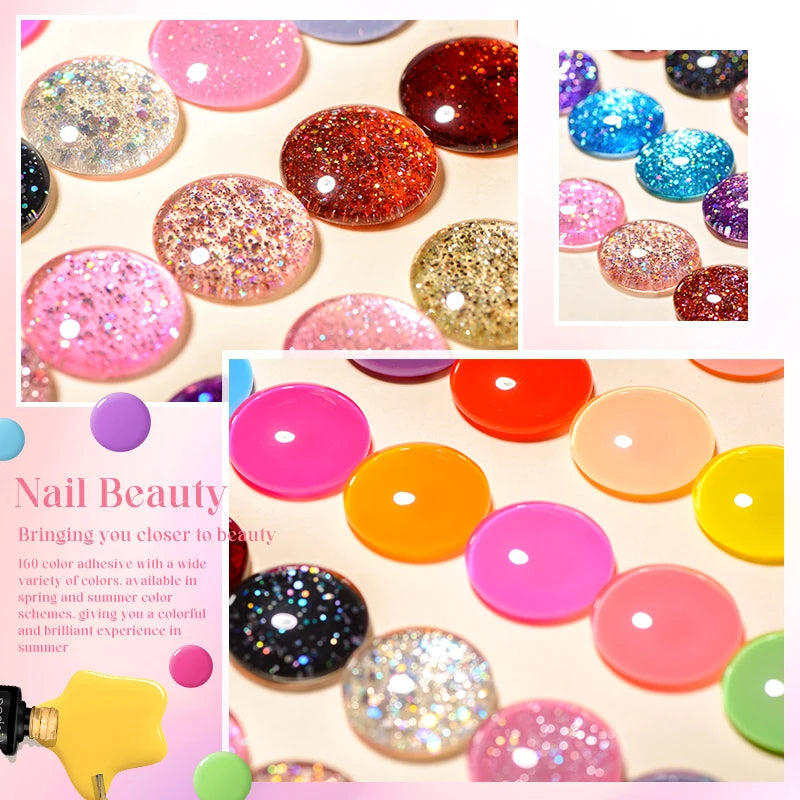 MSRUIOO 6pcs Nude Pink Gel Nail Polish Set Glitter Colorful Semi Permanent UV Gel Kits DIY Nail Art Painting Varnish Manicure Good Vibrations