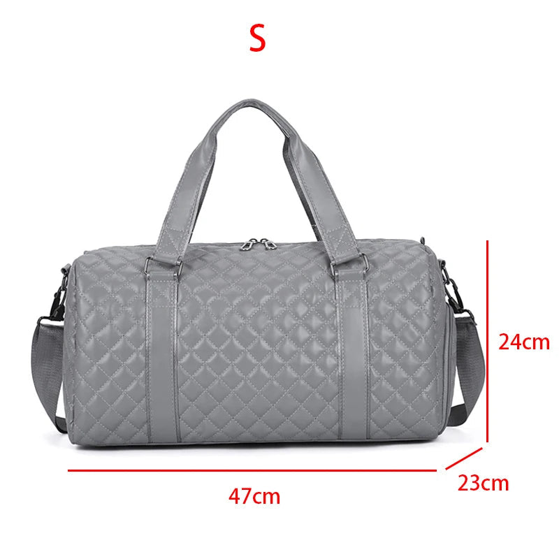 Duffle Tote Gym Fitness Bags for Woman PU Leather Handbag Travel Luggage Shoulder Sports Shoes Pocket Weekend Crossbody Bags Good Vibrations