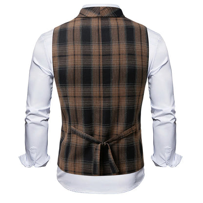 2025 Men's Spring Casual Single Button Suit Vest V Neck New Style  British Men's Suit Vest Waistcoat Formal Business Suit Vest