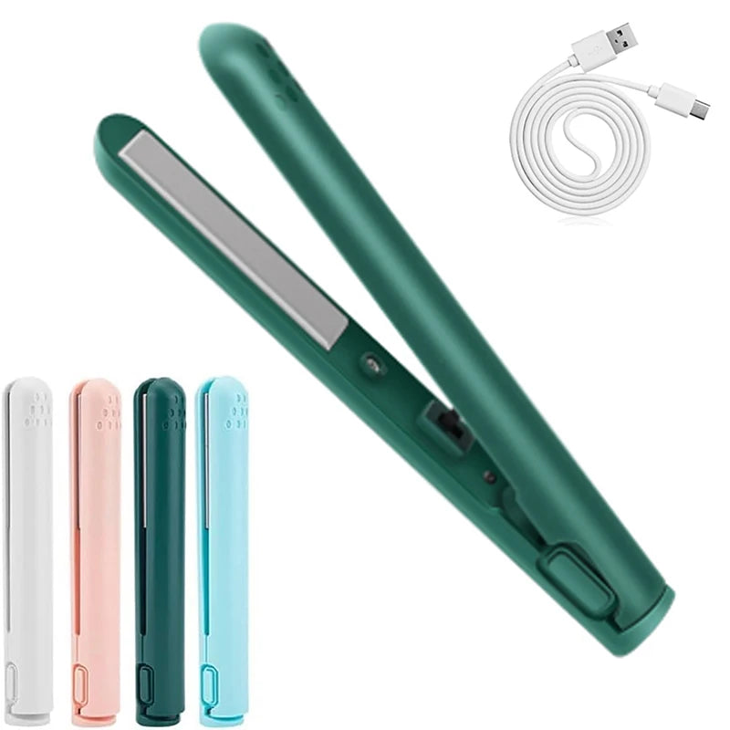 Curling Iron Straightener Usb Rechargeable Hair Straightener Curler Portable Mini 2 In 1 Led Custom Ceramic Coating 25w Good Vibrations