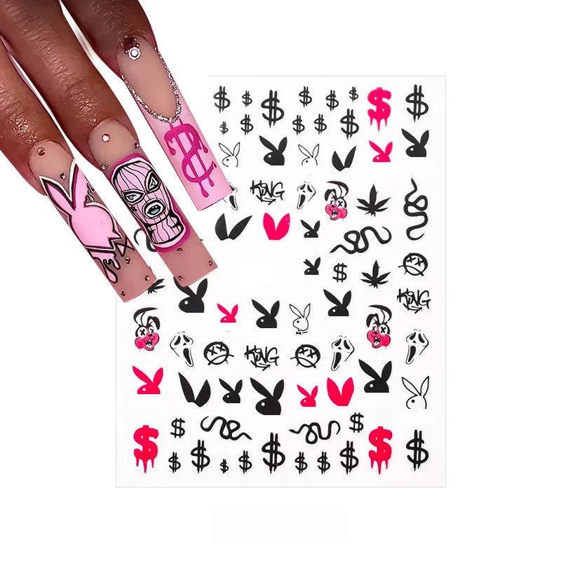 3D Money Dollar Sign Design Nail Art Sticker Decals Self Adhesive Manicure Tips Wraps Decoration Sliders for Nails Good Vibrations