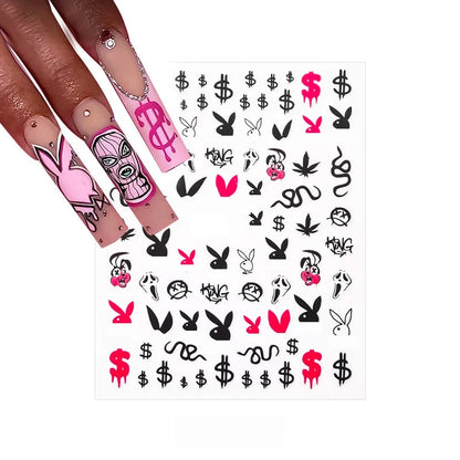 3D Money Dollar Sign Design Nail Art Sticker Decals Self Adhesive Manicure Tips Wraps Decoration Sliders for Nails Good Vibrations