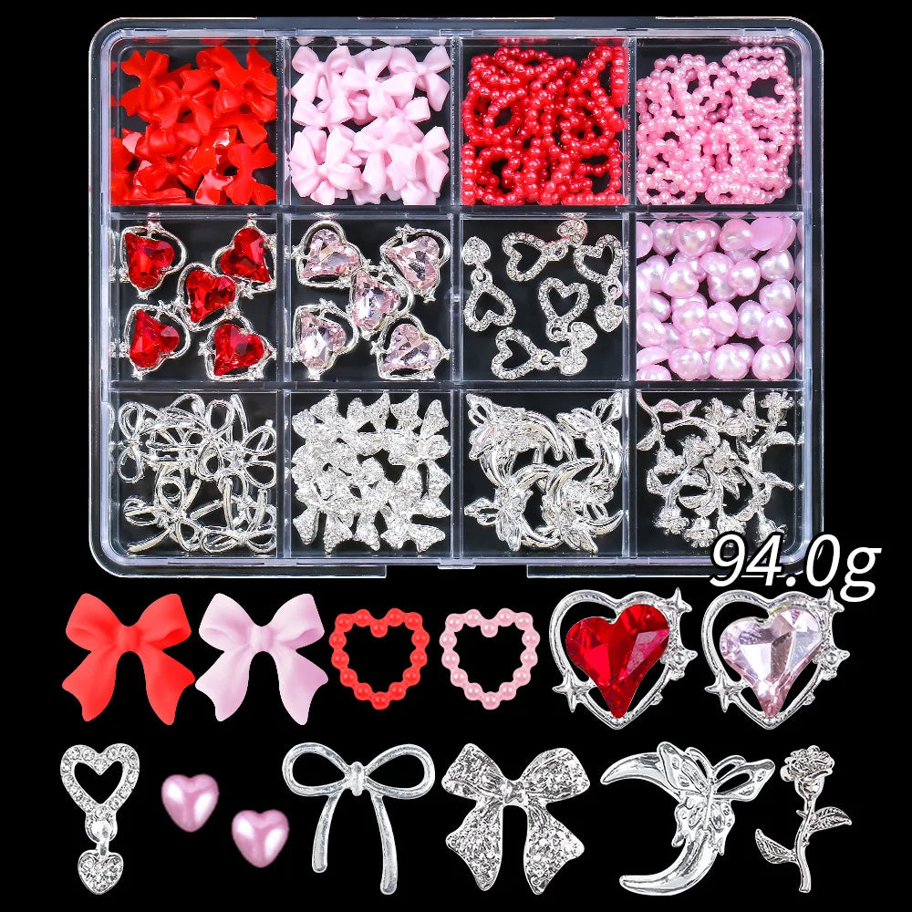120pcs/box 3D Gold Bow Butterfly Nail Metal Charms Shiny Cute Bowtie/Diamond Star Nail Jewelry 120 Luxury Nail Art Supplies #RE4 Good Vibrations