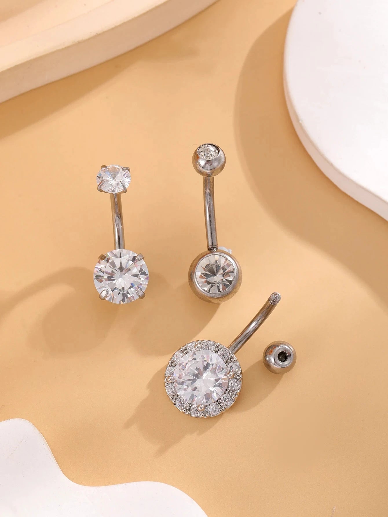 3pcs Gold Color Heart Butterfly Dangled Belly Piercing Sets 14G Stainlees Steel Navel Jewelry for Women Girls Body Belly Rings Good Vibrations Adult Super Store