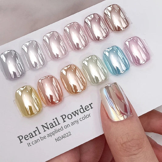NICOLE DIARY Moonlight Mirror Nail Powder Aurora Silver Glitter Metallic Effect UV Gel Polish Pigment Chrome DIY Nail Decoration Good Vibrations