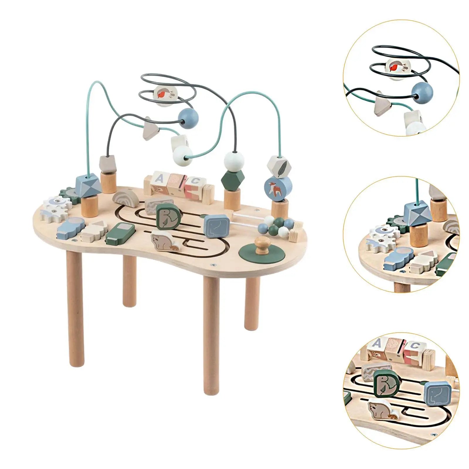 Wooden Activity Table Activity Center Portable Track Maze Wooden Sensory Play Table Sensory Toy for Kids Boys Girls Infant Good Vibrations