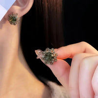 Rhinestone Green Circle Flower Necklace for Women Medieval Vintage Bracelet French Luxury Dainty Earrings Jewelry Sets Wholesale Good Vibrations Adult Super Store
