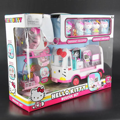Original Cartoon Hello Kitty Cartoon Plane Ambulance Family Girl Toys Hobbies Action Figures Holiday Gifts for Children Good Vibrations