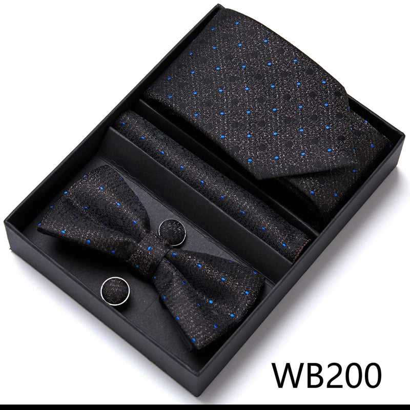 Tie For Men Formal Dress Tuxedo NeckTie Handkerchief Bow Tie Set PlaisyParty Groom Wedding Butterfly Bowtie In Box Good Vibrations
