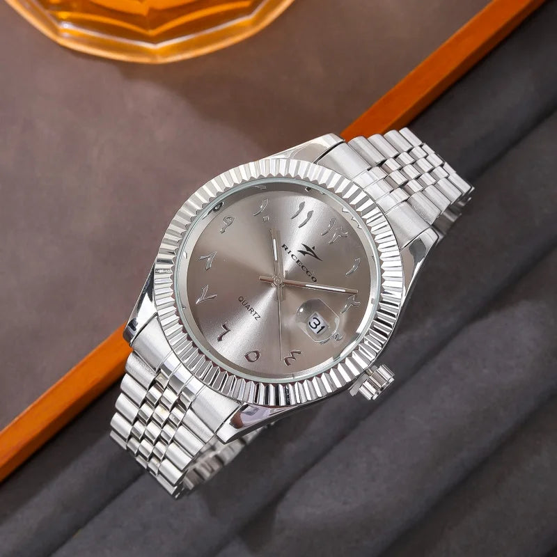 New Men Date Watches High-end Luxury Casual Calendar Stainless Steel Business WristWatch Leisure Sport WristWatch Clock Good Vibrations