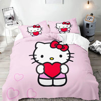 Hello Kitty Duvet Cover Set Bedding Comforter Sets King Size 3D Children'S Bedding Set Good Vibrations