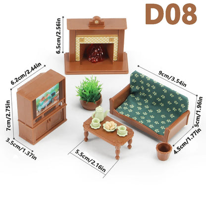 1:12 Miniature Furniture Forest Family Kitchen Toy Dining Table Dollhouse Accessories Bathroom Pretend Play For Girl Gifts Toys Good Vibrations