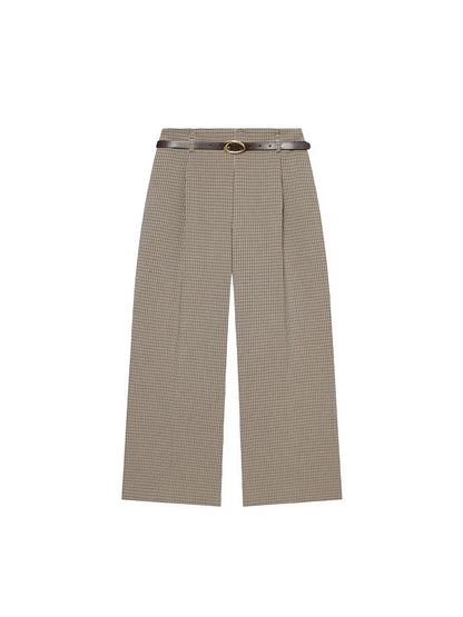 Women's Pant Two Piece Outfit Sleeveless O Neck Vest Blazer High Waist Wide Leg Belt Pants Elegant Office Lady Autumn New Suit Good Vibrations