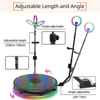 360 Photo Booth Machine Portable Free Custom Logo Automatic Glass 360 Video Booth with Flight Case for Party Events Wedding Good Vibrations
