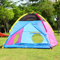 Kids Play Tent Indoor Outdoor Playhouse Tents for Boys And Girls Children's Game Center with Mesh Top & Tunnel Doors Good Vibrations