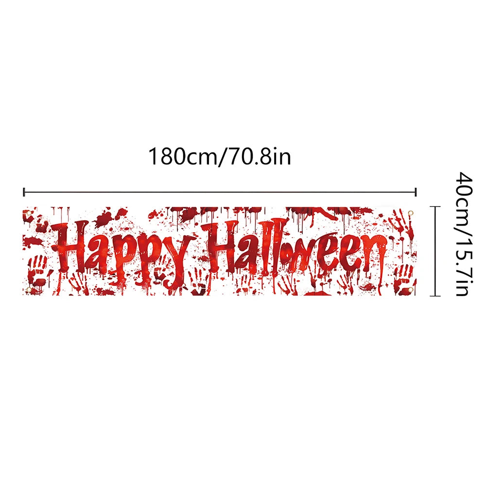 Halloween Theme Decor Horror Bloody Background Banner Warning tape Hanging Decor Spiral Swirl Happy Halloween Party Decor Good Vibrations