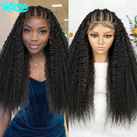 Knotless Braided Wigs With Curly Hair 13x6 Synthetic Braided Wigs Cornrows Wigs Afro Kinky Curly  Braided Wigs For Black Women Good Vibrations