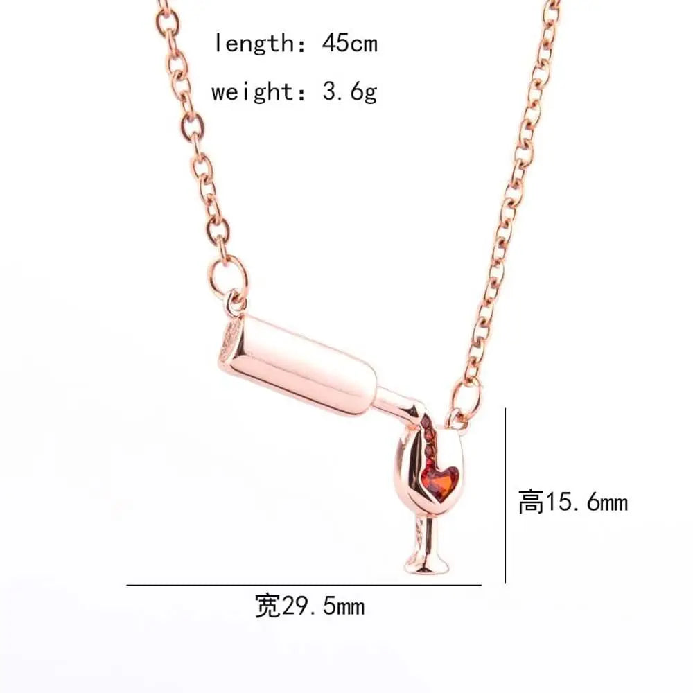 Party Romantic Wineglass Alloy Gift For Women Love Heart Glass Bottle Jewelry Necklace Choker Pendant Good Vibrations Adult Super Store