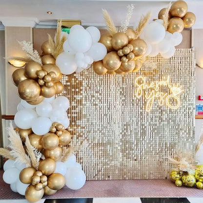 Blue White Metallic Balloons Garland Kit Gold Confetti Balloon Arch for Baby Shower Birthday Graduation Wedding Party Decoration Good Vibrations