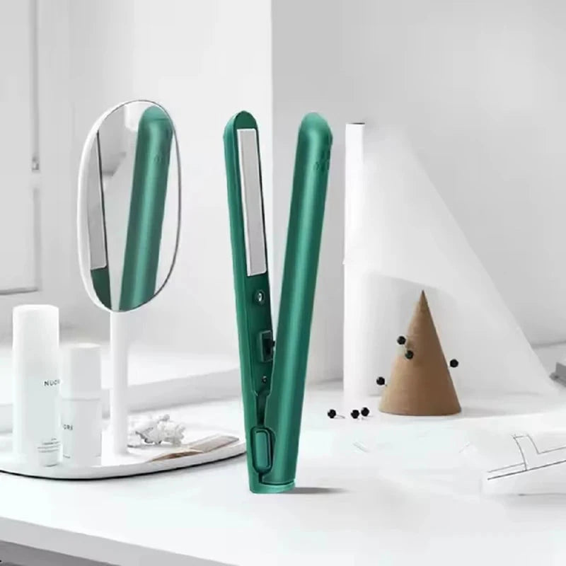 Curling Iron Straightener Usb Rechargeable Hair Straightener Curler Portable Mini 2 In 1 Led Custom Ceramic Coating 25w Good Vibrations