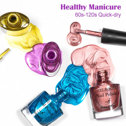 8ml Metallic Nail Polish Mirror Effect Fast Drying Long-Lasting Nails Art Polish DIY No Need Lamp Cure Manicure Nail Supplies Good Vibrations