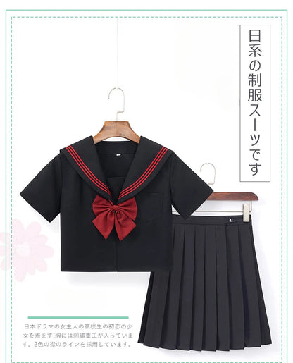 BLACK Orthodox College Style Japanese Korean Student School Uniform JK Uniform Girl Anime Cosplay Sailor Suit Class Top Skirts-A Good Vibrations Adult Super Store
