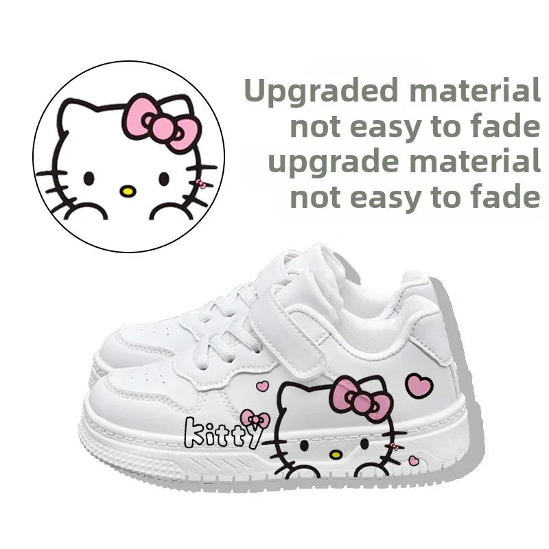 2025 New Hello Kitty Girls Low Top White Sneakers Cute Cartoon Casual Shoes Fashion Canvas Shoes For School Kids Wholesale Good Vibrations