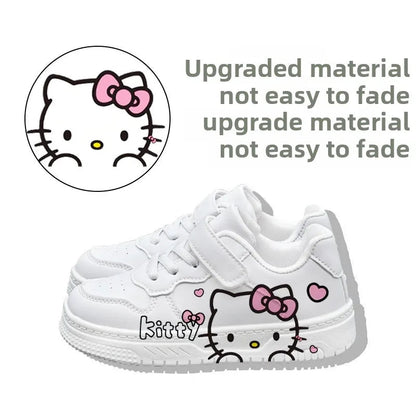 2025 New Hello Kitty Girls Low Top White Sneakers Cute Cartoon Casual Shoes Fashion Canvas Shoes For School Kids Wholesale Good Vibrations