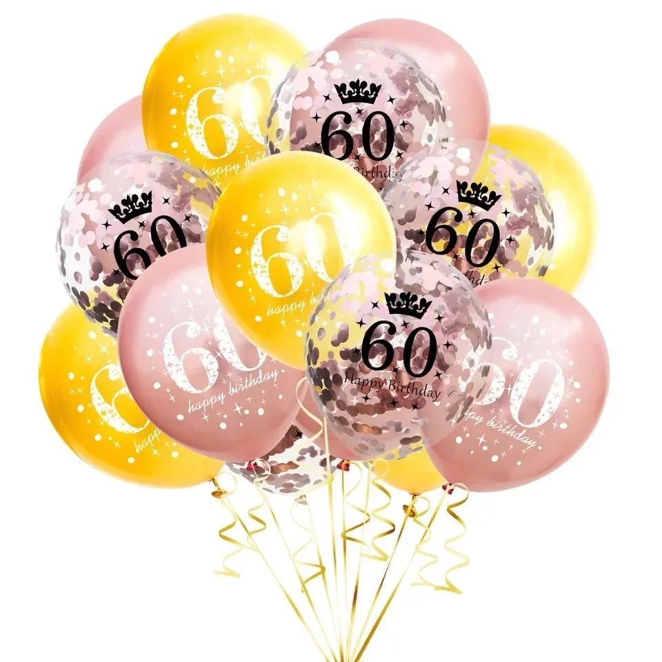 15pcs 18th Happy Birthday Balloon Decor 12 Inch Confetti Latex Balloons for 18 20 30 70 Years Old Birthday Celebrate Decoration Good Vibrations