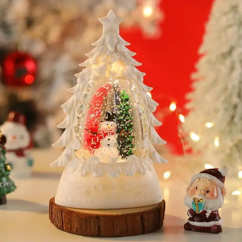 Christmas Illuminated Night Lights Decorate The Desktop with Snowflake and Christmas Wind Lanterns Creating A Festive Atmosphere Good Vibrations