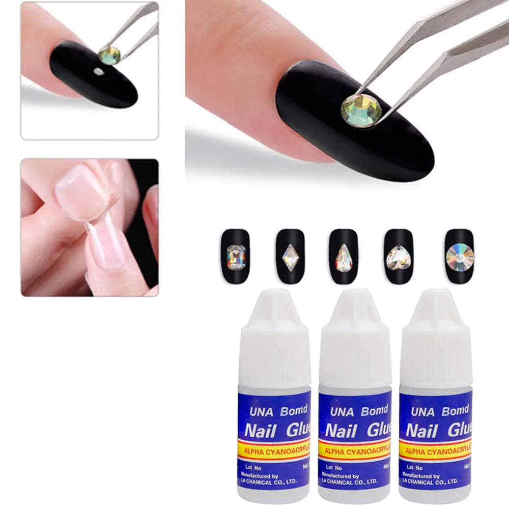 5Pcs Fast Drying Nail Art Glue Glitter UV Acrylic Rhinestones Press on Nails Strong Adhesive Nail Glue False Tips Manicure Tool Good Vibrations