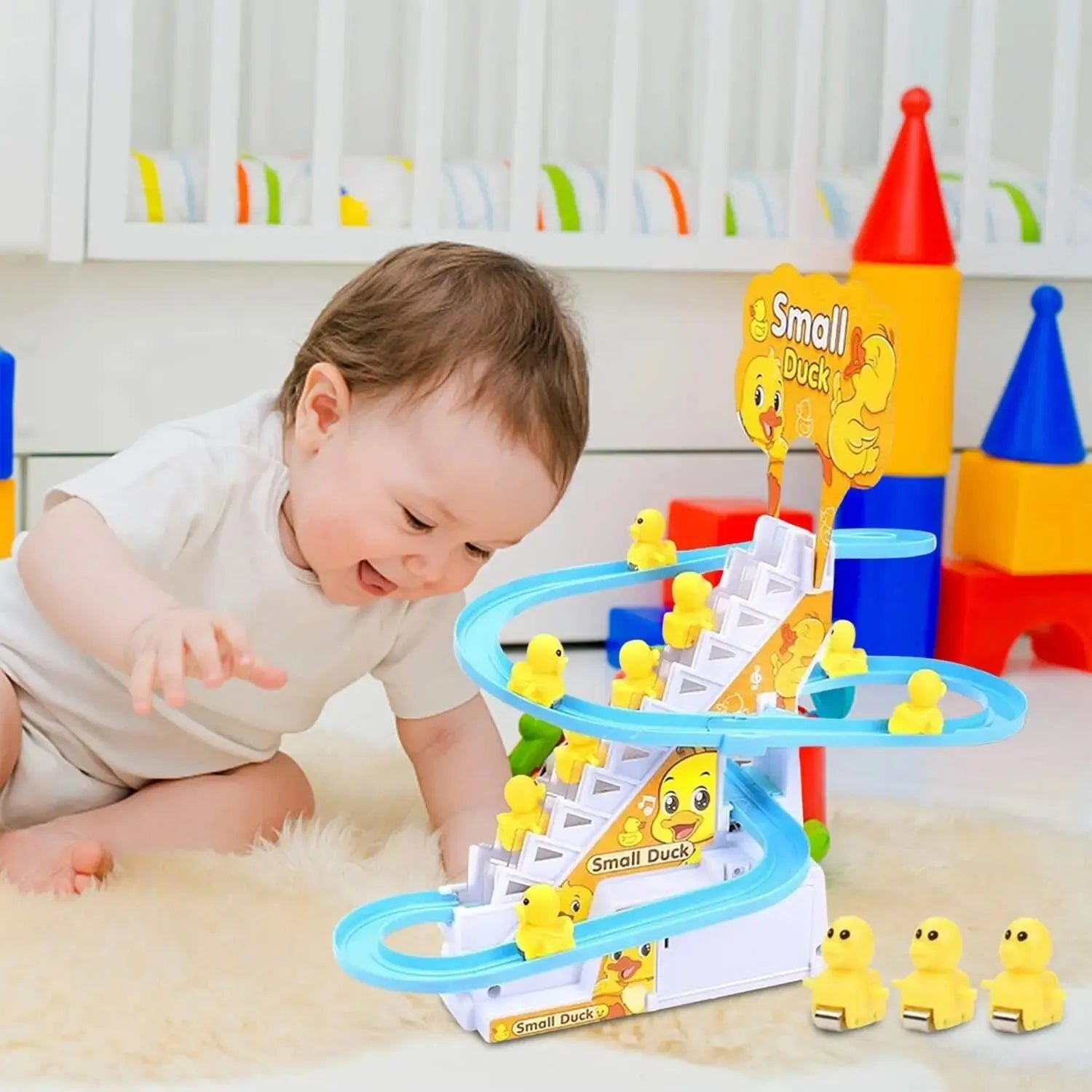 Children's ducklings climb stairs, cute ducks climb stairs, baby electric singing toys, duck slides Good Vibrations