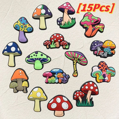 Mushroom Shoe Charms forCrocodile charms   Women Clogs Pins Men Badges Kids Jeans Boy Girls Decorations Buckle Shoes Accessories Good Vibrations