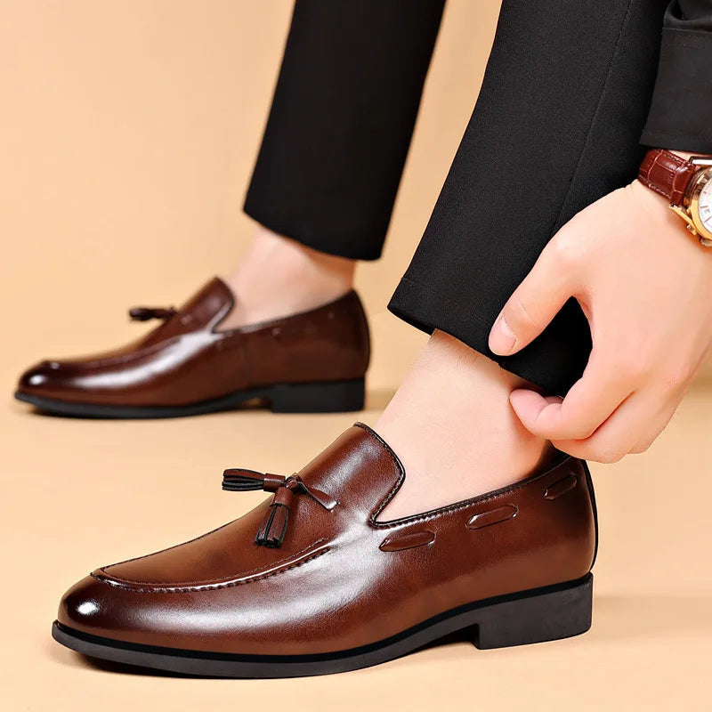 Men's Dress Shoes New Pu Leather Fashion Shoe for Mens Large Size Business Formal Casual Shoes Slip on Wedding Men Shoes Zapatos Good Vibrations