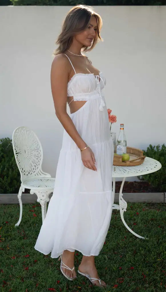 Trendy Casual Summer White Dress for Women Cover-ups Outfits New Boho Hippie Chic Long Maxi Dresses Elegant Party Beachwear Good Vibrations