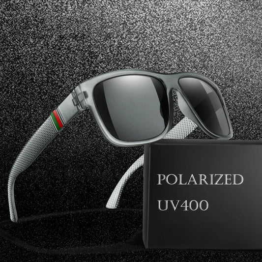 Classic Brand Men Square Polarized Fishing Sunglasses Outdoor Driving Cycling Running Goggles Vintage Large Frame UV400 Good Vibrations