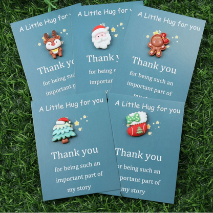 10pcs Mini Hug Cards with Resin Decorations Christmas Birthday Valentine Greeting Thank You Cards Bulk Gifts for Friends Family Good Vibrations