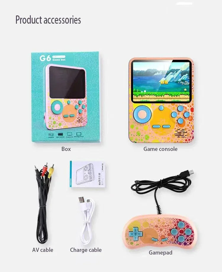G6 Game Console 3 5 Inch Screen Handheld Game Device Portable Games Support 2 Players Video Gaming Machine for Kids Good Vibrations