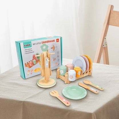 Baby wooden toy Kitchen toy wooden tableware set toy baby role play Educational Cosplay preschool toy gifts for kids Good Vibrations