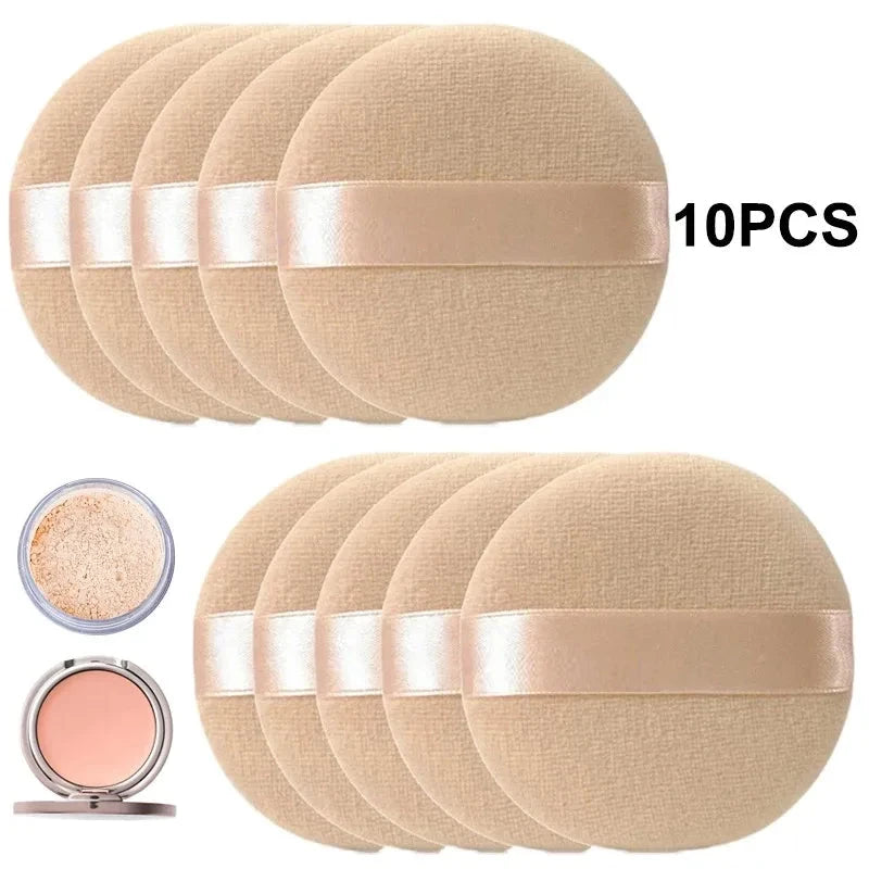 5pcs Round Facial Powder Foundation Puff ,Portable Soft Cosmetic Puff For Makeup Application, Beauty Tool Essential Make Up Good Vibrations