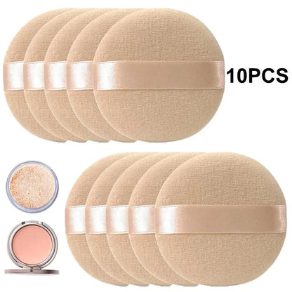 5pcs Round Facial Powder Foundation Puff ,Portable Soft Cosmetic Puff For Makeup Application, Beauty Tool Essential Make Up Good Vibrations
