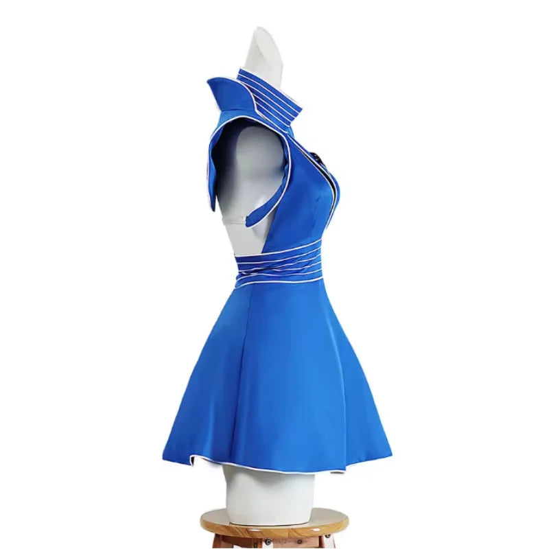 Cosplay Costumes Women Blue Flight Attendant Uniform Halloween Carnival Outfit Hat Top Skirt Outfit Christmas Birthday Gifts New Good Vibrations
