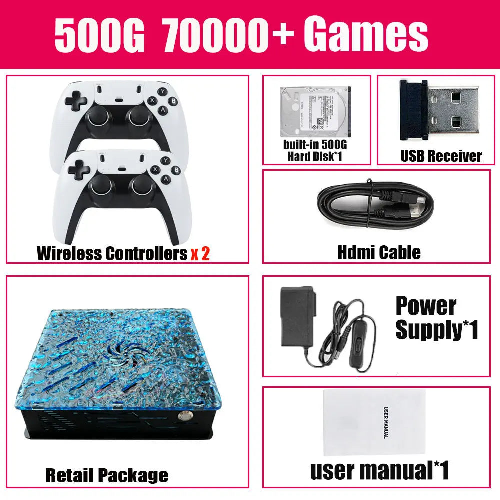 2025 New Retro Video Game Console X10 with 70000 Games 60 Emulators For PS2/N64/GAMECUBE/XBOX with Gamepad Kid Gift Game Box Good Vibrations