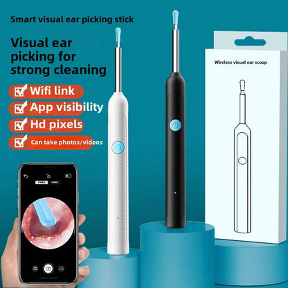 Wireless Visual Ear Endoscope Camera Ear Cleaning Tools Spoon Safe Silicone Earpick 5MP Camera Ear Wax Remover Luminous Otoscope Good Vibrations