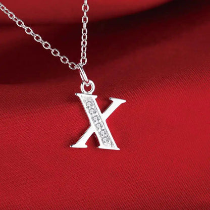 26 Letters 925 Sterling Silver Necklace Pendant Zircon For Women Exquisite Student Girlfriend Jewelry Accessories Wedding Gift Good Vibrations